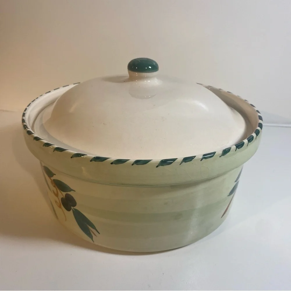 Williams Sonoma Liguria Casserole Covered Round Dish With Olive Branches Design